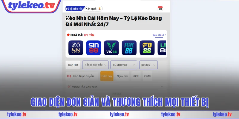 Giao diện đơn giản và thương thích mọi thiết bị