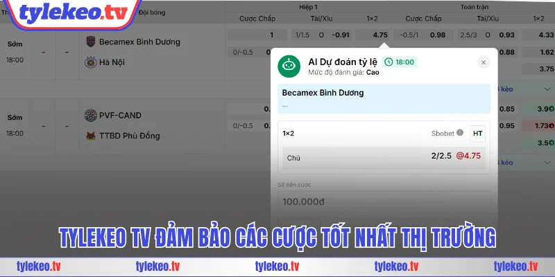 Tylekeo TV đảm bảo các cược tốt nhất thị trường
